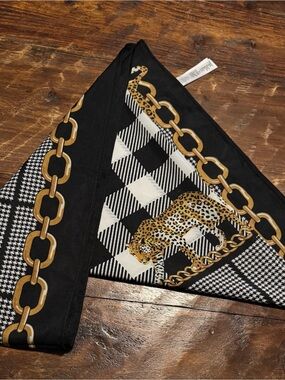 Aldo Black, Cream & Gold Animal Print Scarf